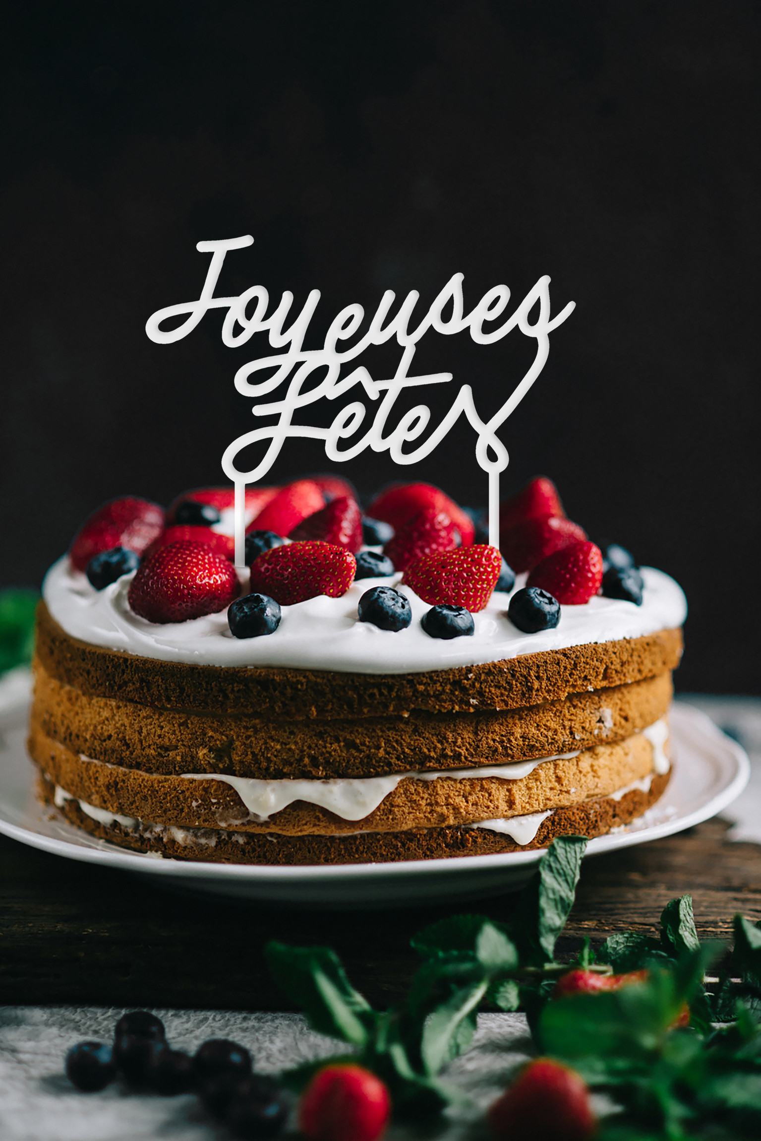 Cake topper pour gâteau en plexiglas - Joyeux anniversaire