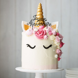 Cake Topper Anniversaire Prénom personnalisé- Décoration de gâteau  d'anniversaire - Face topper finition pailletée - Fête : : Epicerie